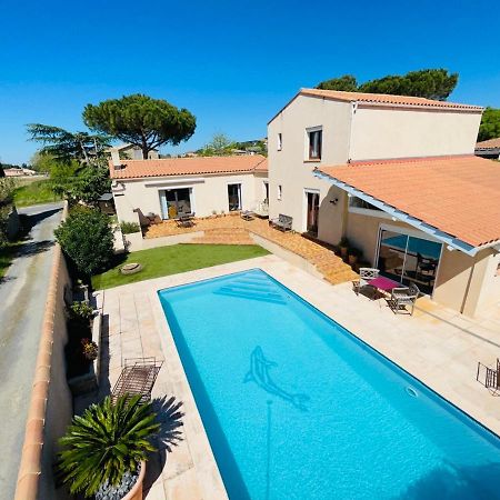 Annexe Des Pins - Studio Gite Avec Piscine & Climatisation Villeneuve-les-Beziers Bagian luar foto