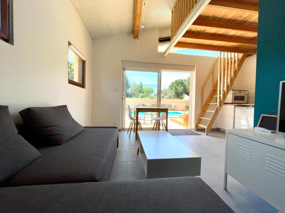 Annexe Des Pins - Studio Gite Avec Piscine & Climatisation Villeneuve-les-Beziers Bagian luar foto