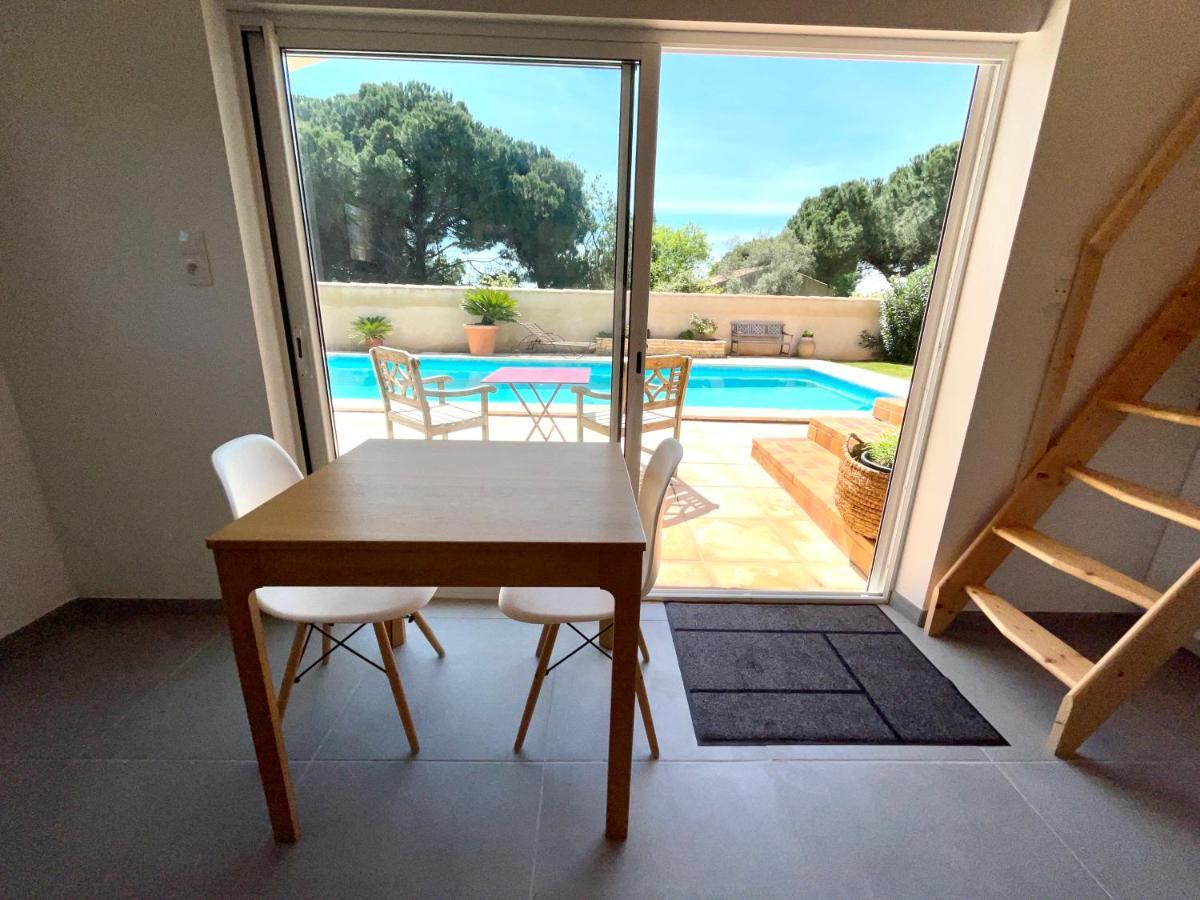 Annexe Des Pins - Studio Gite Avec Piscine & Climatisation Villeneuve-les-Beziers Bagian luar foto